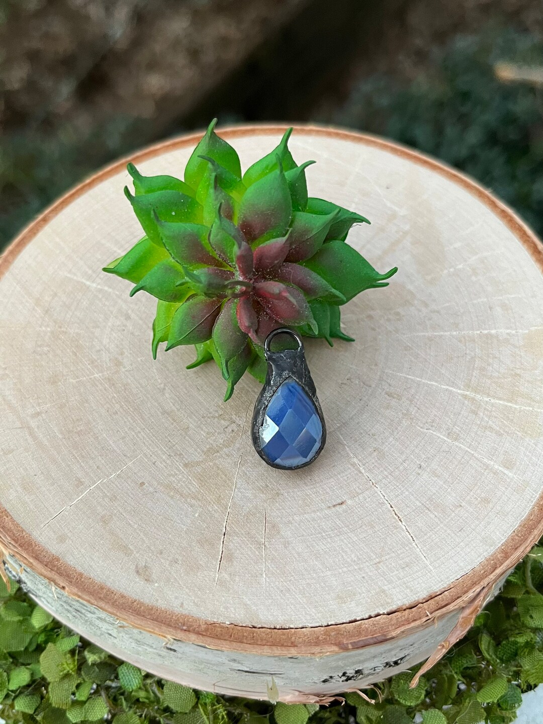 Soldered Blue Hand Soldered Blue Teardrop - Etsy