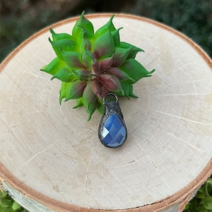 Hand soldered blue teardrop