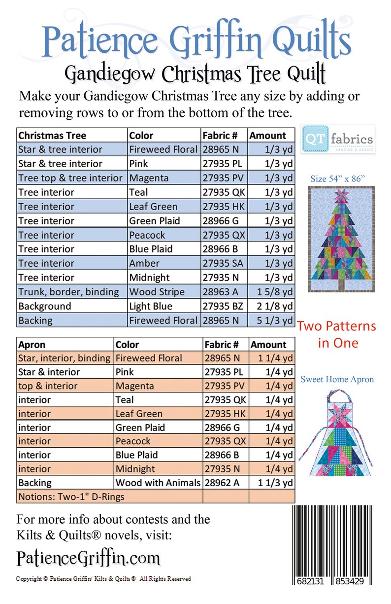 Patience Jb Gandiegow Christmas Tree Quilt, Plus Sweet Home Apron-printed Pattern ...