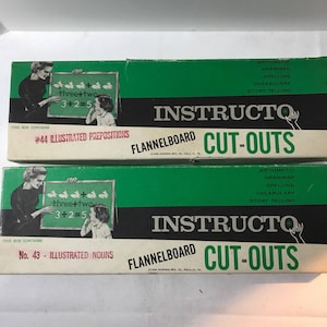 Vintage Instructo Flannelboard Cut-Outs Illustrated Prepositions & Nouns 1958