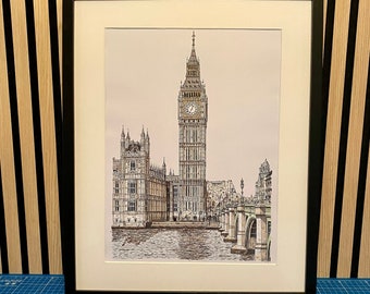 Big Ben - London - Westminster Bridge - Cityscape - Skyline - Iconic landmark - Wall art -Art Print - Travel Art - Architecture