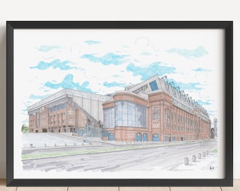 Ibrox Stadium Print: Rangers FC Glasgow Football Art