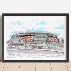 Emirates Stadium Art Print: Arsenal F.C. Hand-Drawn Poster image 1