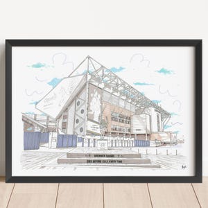 Impresión del estadio Elland Road: Arte del fútbol del Leeds United