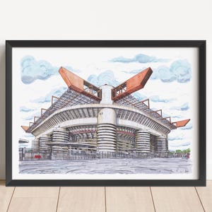 San Siro Stadion Kunstdruck: AC & Inter Mailand Fußball Geschenk