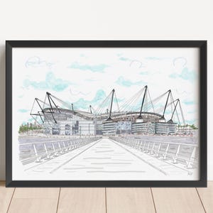 Etihad Stadion, Manchester City F.C, Manchester, Man City, Fußball Stadion, Football Art, Fußball, Stadion, Fußballmannschaft, Print