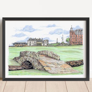 St Andrews Golf Course, British Open Golf, Golf Fans, Swilcan Bridge, Scotland, Golf Print Golf Poster Lynx Golf, Framed Wall Art Home Decor