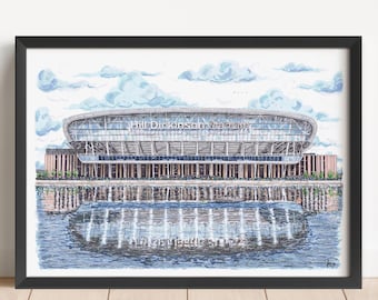 Everton FC Stadium Print: Bramley-Moore Dock, Hand-Drawn Art