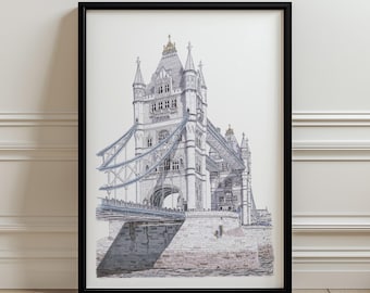 Tower Bridge London Art Print: Iconic Cityscape, Framed Options