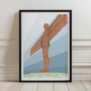 Angel of North Print, Gateshead, Tyne and Wear, Art, Newcastle, Newcastle Upon Tyne - Frame Wall art, Poster Print, Travel Poster, Sculpture
