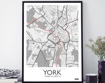 York City Map Print - York - North Yorkshire - City Map wall art - Travel Art - Poster - Print - Map Print - Street Map Art