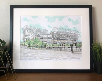 St James Park Stadium -  Newcastle United F.C. - Newcastle - Geordie -Football Art - Soccer Art - Football Stadium - Football Team - Print