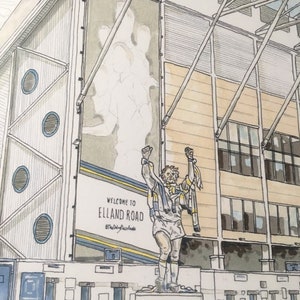 Elland Road Stadium Leeds United Bremner Statue Leeds Yorkshire Football Art Soccer Football Stadium Football Team Print image 4