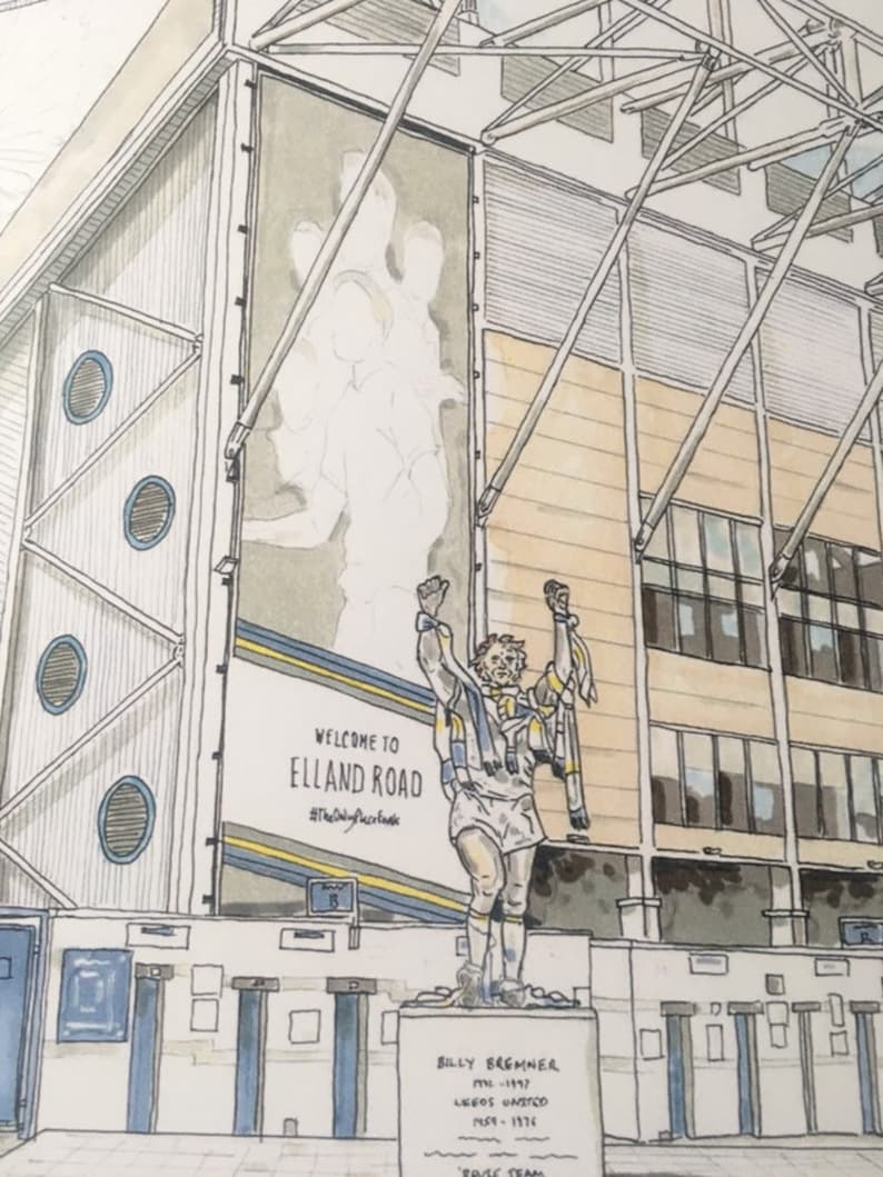 Elland Road Stadium Leeds United Bremner Statue Leeds Yorkshire Football Art Soccer Football Stadium Football Team Print image 4