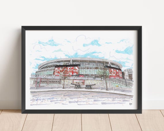 Emirates Stadium Art Print: Arsenal F.C. Hand-Drawn Poster