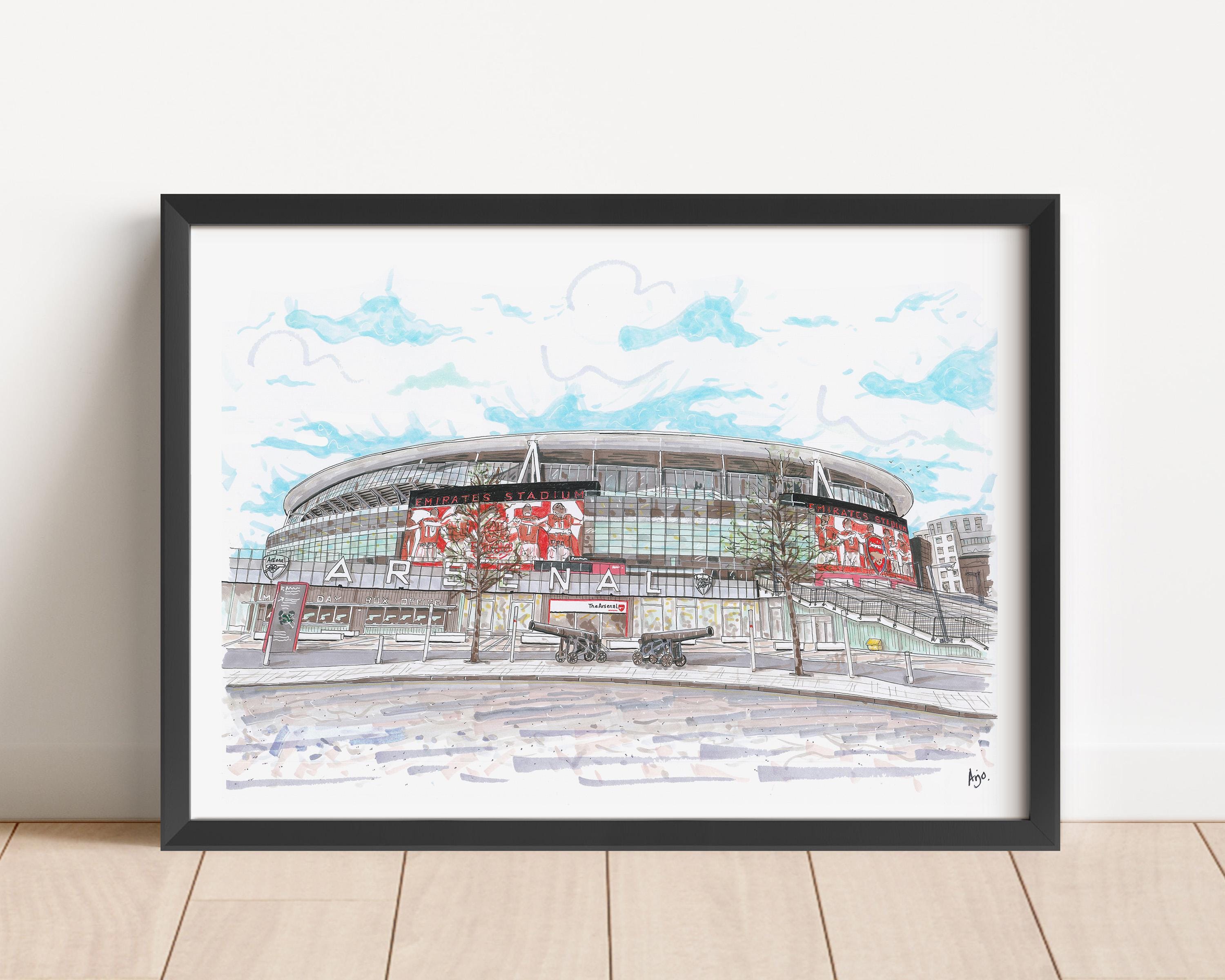 Emirates Stadium Art Print: Arsenal F.C. Hand-Drawn Poster