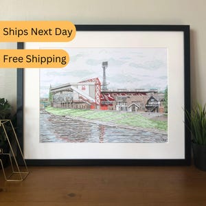 CityGround Stadion, Nottingham Forest, Nottingham, Englische Liga, Football Kunst, Fußball, Fußballmannschaft, Wand Kunst Poster