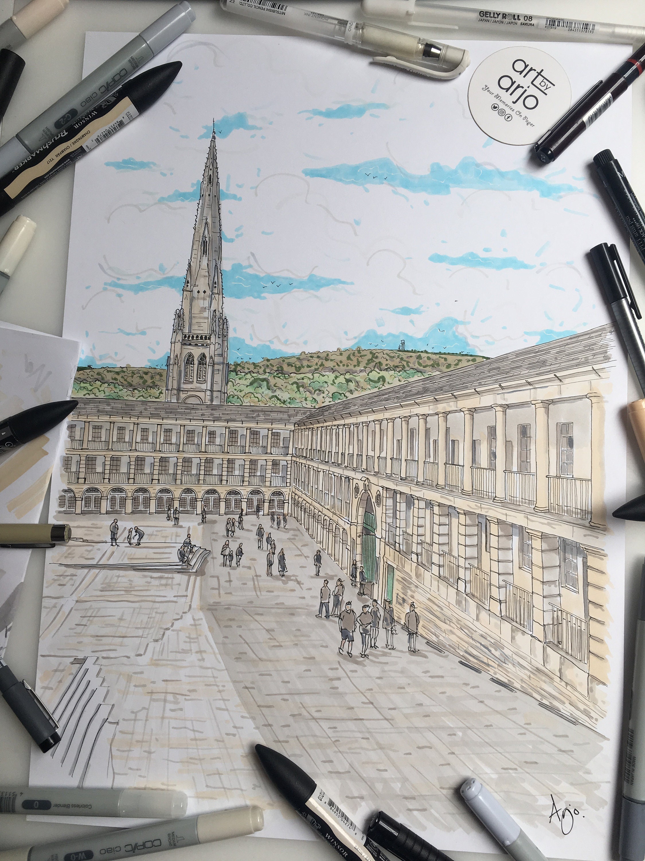 The Piece Hall Halifax Art Prints Poster Landmark Etsy UK