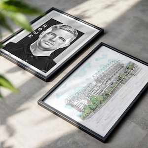 Newcastle United Print Set | St James' Park Stadium & Eddie Howe Portrait | NUFC Art Gift | Football Wall Art | Toon Army Decor