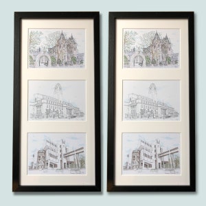 Ensemble de 3 impressions d'art, étudiants de Leeds Uni, impression de plus petite taille de carte postale, décoration d'intérieur, impression sans cadre, art mural