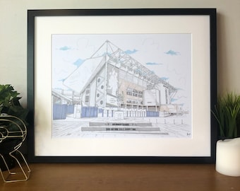 Elland Road Stadium - Leeds United - Bremner Statue - Leeds - Yorkshire - Football Art - Soccer - Football Stadium - Football Team - Print