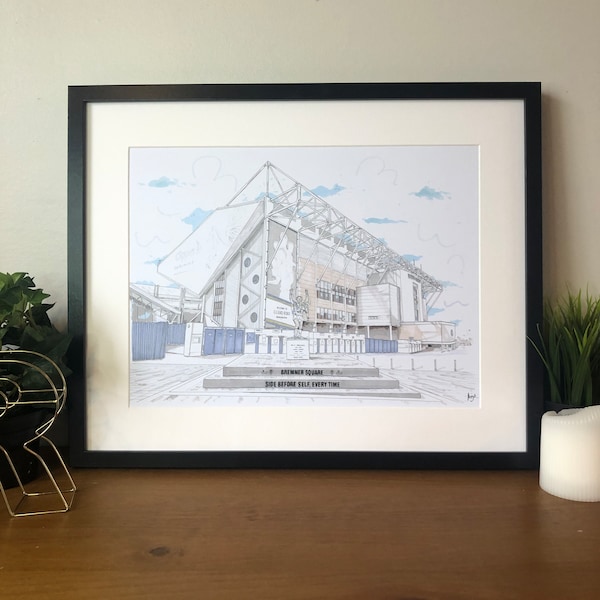 Elland Road Stadium - Leeds United - Bremner Statue - Leeds - Yorkshire - Football Art - Soccer - Football Stadium - Football Team - Print