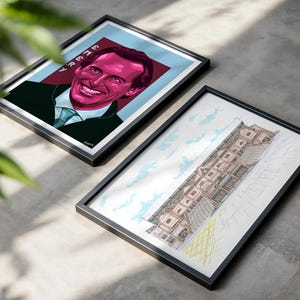 Aston Villa Villa Park Stadium & Unai Emery Art Print Set – Hand Drawn Football Wall Art for Villa Fans – AVFC Gift Unframed Poster wall art