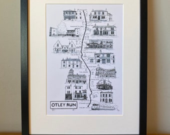 Otley Run - Headingley - Leeds - Pub Crawl - West Yorkshire - Pubs - Art Print - Poster