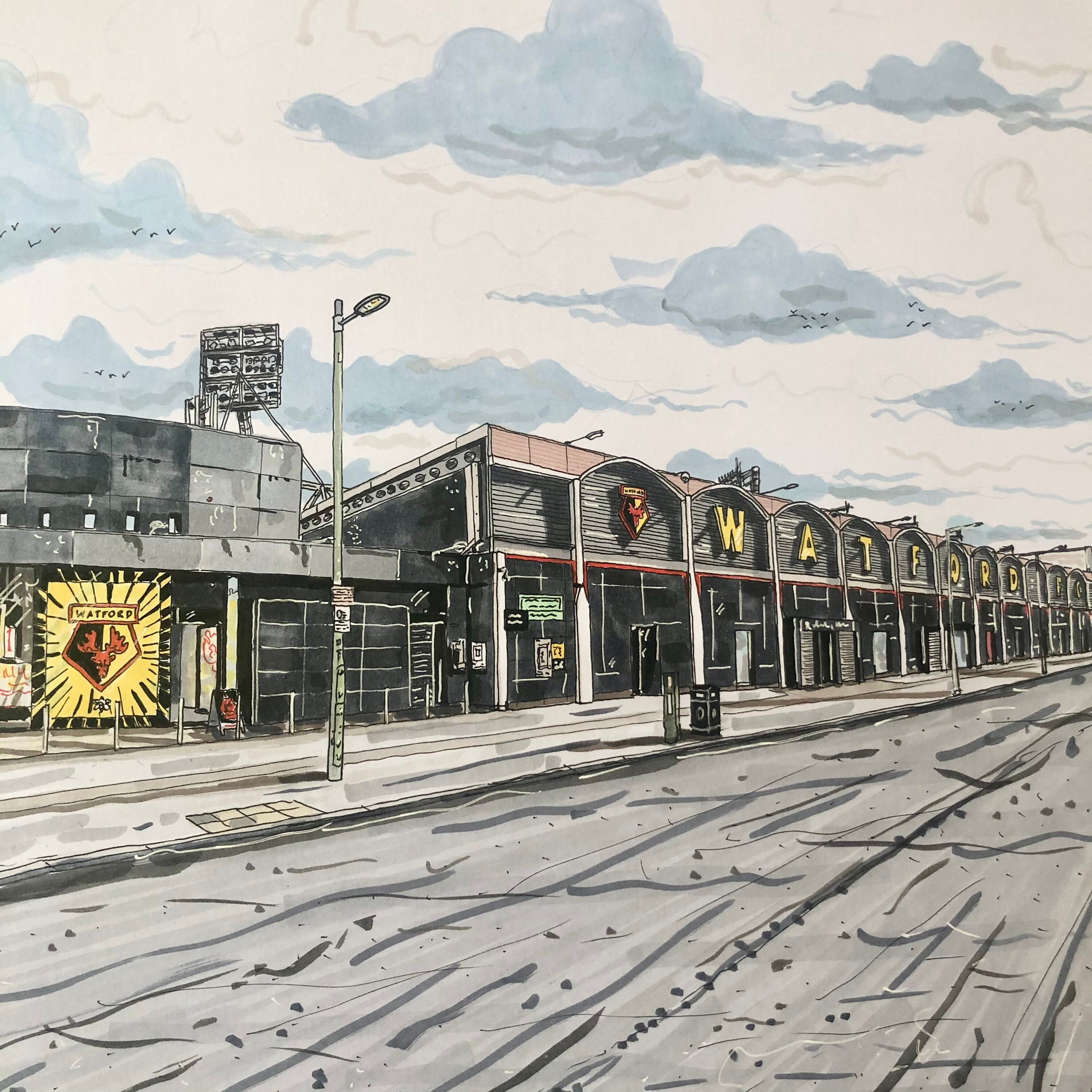 Carte 3D Décorative Du Stade Vicarage Road - Watford FC - Art Mural En Bois - Cadeau Fan