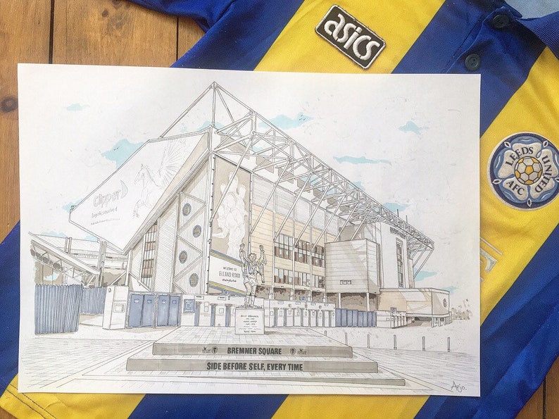 Elland Road Stadium Leeds United Bremner Statue Leeds Yorkshire Football Art Soccer Football Stadium Football Team Print image 2