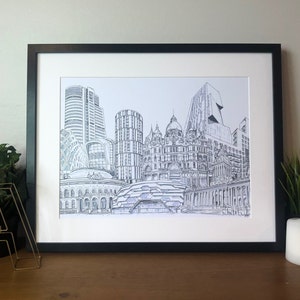 Leeds - Yorkshire - City Landmarks - Cityscape -  Skyline - Art - Print - Poster - Home Decor - Travel Art