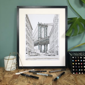 Manhattan Bridge - New York - Brooklyn - NYC - Art - Manhattan - Druck - Poster - Travel Art - Architektur - Brücke - Dumbo