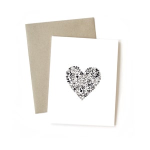 Coeur floral  Carte de voeux  L’amour Anniversaire de l’anniversaire Douche Bébé Mariage Engagements Valentine - France La sympathie Eco-Friendly