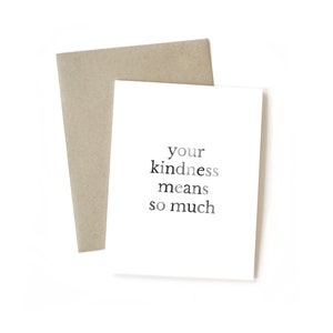 Votre gentillesse signifie tant de choses . Carte de voeux  Gratitude Merci de vous. Simple Minimal Eco-Friendly