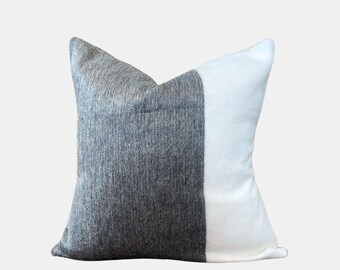 Grey and White Alpaca Wool Pillow Cover