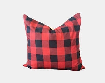 Red and Black Buffalo Checker Pillow Cover