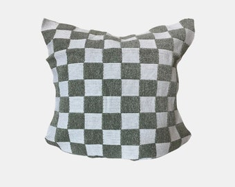 Green Checkers Pillow Cover