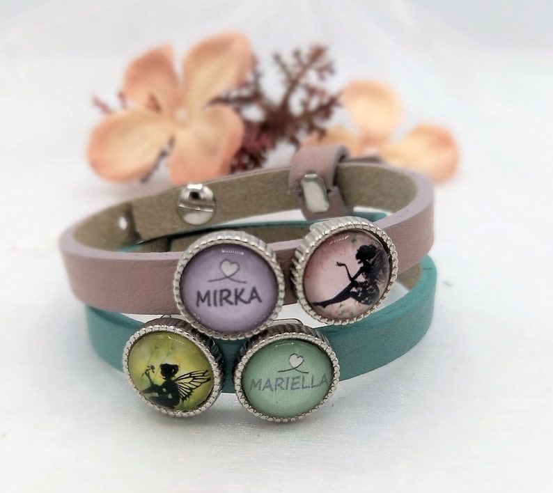 Milchzahn Geschenk von der Zahnfee Personalisiertes Geschenk Lederarmband mit Schiebeperlen zum Austauschen Erweitern und Sammeln Bild 1