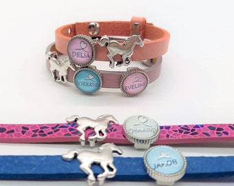 Personalized Name Gift | Filling school cone school start | School child enrollment name bracelet | leather bracelet | horse girl | Horse