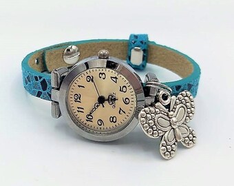 children's watch leather watch with charm wristwatch many motifs women's watch rainbow gift school child first watch