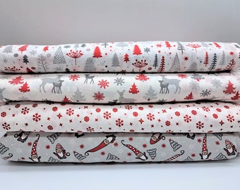 4 Fatquarter Christmas cotton fabrics Fabric package Christmas different sizes DIY project cotton fabrics Christmas motifs fabric mix