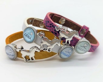 Children's bracelet with desired name customizable // Name bracelet with name bead customizable // Horse sliding bead // Horse lover