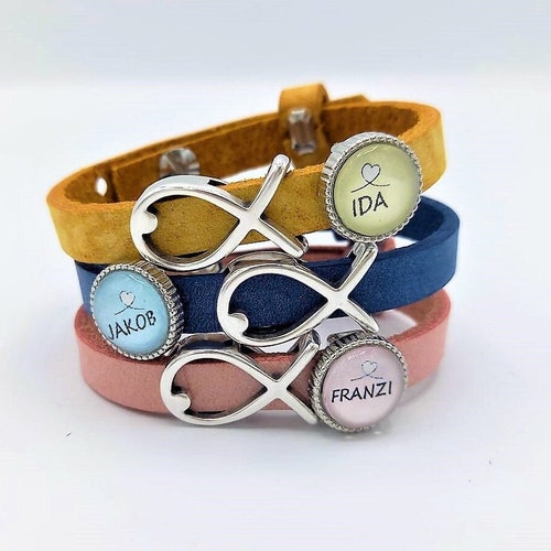 Personalized leather bracelet communion | fish | Name | Confirmation | Baptism | First Communion | Confirmation