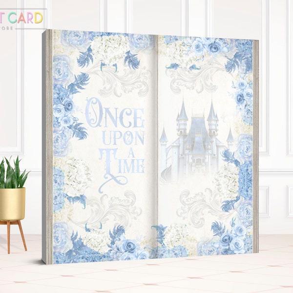 Fairytale Book backdrop, Floral castle princess backdrop, Storybook Princes photo backdrop, flowers castle backdrop, Once upon a time banner