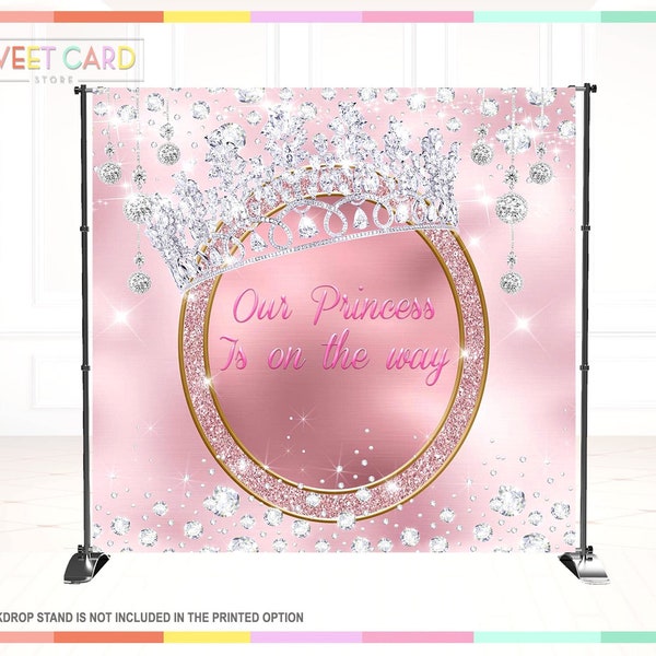Princess baby shower backdrop, princess glitter backdrop, Princess girl backdrop, princes baby shower backdrop pink gold princess backdrop