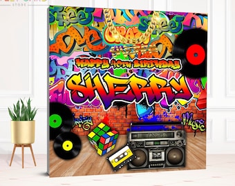 90's Birthday Backdrop, Retro graffiti Backdrop, 80's & 90's Backdrop, Hip Hop Backdrop, Custom backdrop Graffiti banner backdrop decor