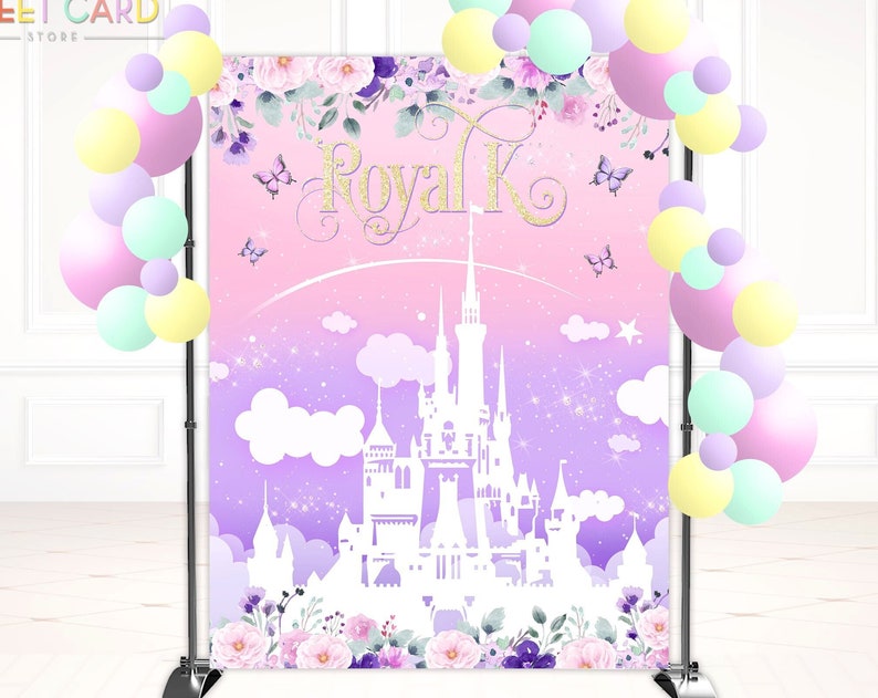 PRINCESS CASTLE BACKDROP Crown tiara Castle backdrop Princess backdrop castle backdropPrincess party decor Printed or digital