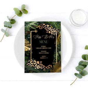 CARTE MENU SAFARI, carta da tavolo menu safari nella giungla, menu safari nella giungla, lista menu baby shower safari nella giungla, carte menu tavolo Jungle Safari