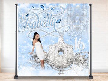 SWEET 16 BACKDROP, Carriage backdrop, Princess backdrop, castle backdrop, Cinderella backdrop sweet 16 Birthday floor Chiara panels walls