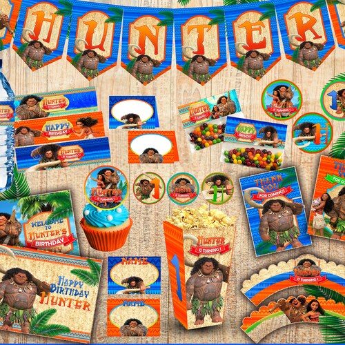 Maui Party Personalized Printable Kit Moana Customized - Etsy